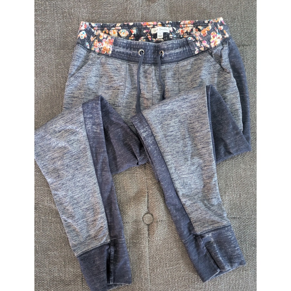 Vera Bradley Navy Blue Space Dye Heathered Floral Waistband Joggers Small